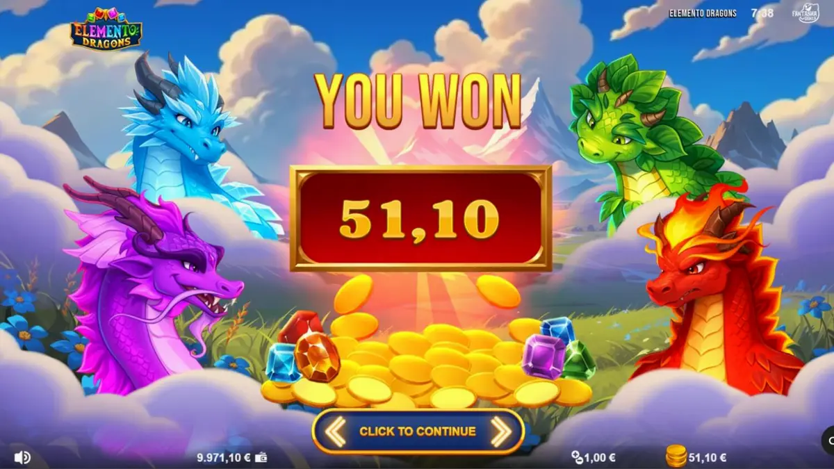 Elemento Dragons سلاٹ گیم کا ایک منظر جس میں عناصر اور ڈریگن تھیم نمایاں ہے۔